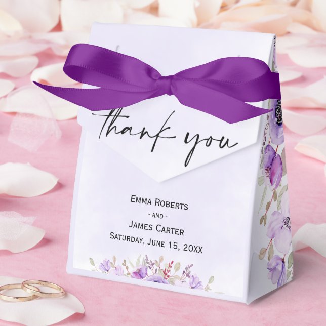 Ballotins Boîtes de Faveurs de Mariage Fleuries Violettes (Mariage)