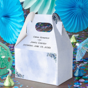 Ballotins Boîtes de faveurs de mariage florales bleues roman