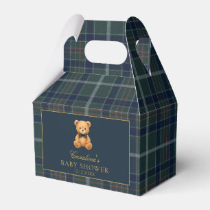 Ballotins Boîtes de faveurs de Tartan Plaid Teddy Bear Baby 
