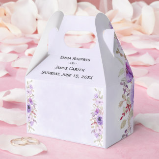 Ballotins Boîtes de Faveurs Florales Violettes Élégantes