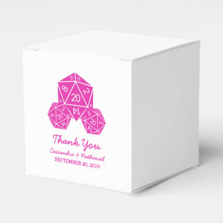 Ballotins Boîtes de mariage rose D20 dés