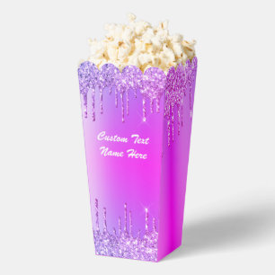 Ballotins Boîtes de pop-corn scintillantes rose violet avec