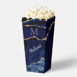 Ballotins Boîtes de Popcorn Personnalisées Bleu Marine Or