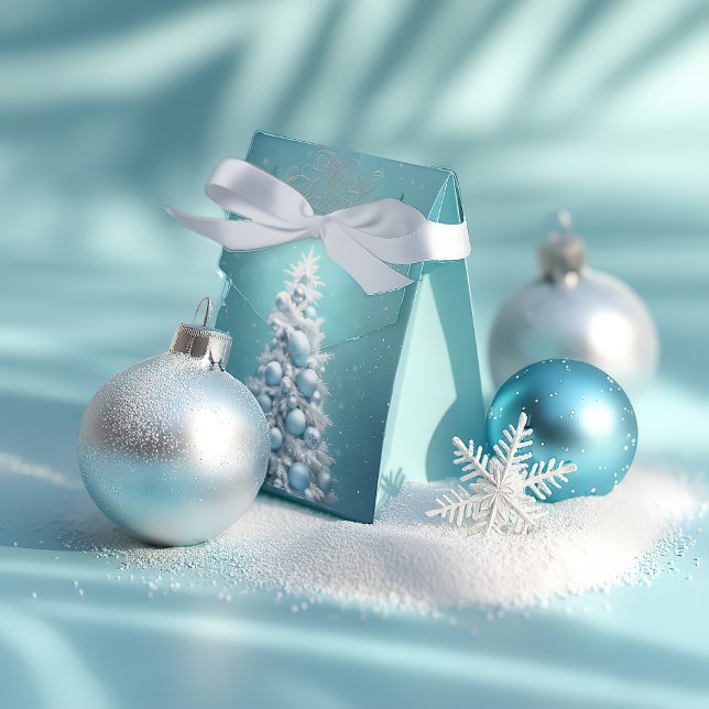 Ballotins Boîtes élégantes bleues et blanches pour cadeaux d (Whimsical Winter Wonderland Azure Blue Festive Christmas Favor Boxes )