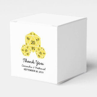Ballotins Boîtes préférées de mariage de dés D20 Jaune