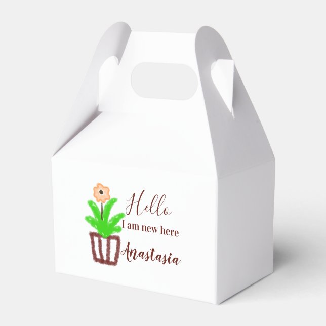 Ballotins Bonjour Je suis nouveau ici baby shower enfants fe (Verso)