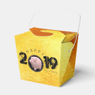 Ballotins Bonne année PIg 2019 Ballotin d'or 3D original à