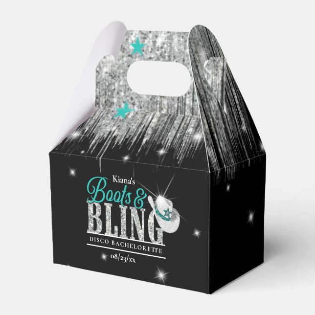 Ballotins Boots 'n Bling Disco Bachelorette Turquoise Black  (Verso)