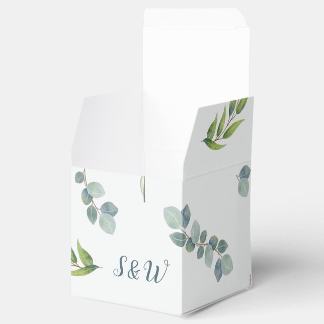 Ballotins Botanique Eucalyptus Feuille mariage Favor Box (Ouvert)