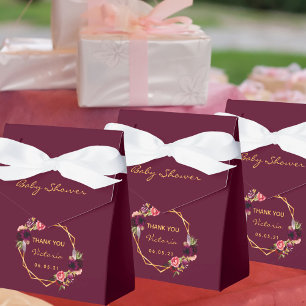 Ballotins Boucles géométriques d'or bordeaux baby shower fil