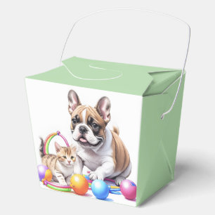 Ballotins Bouledogue français French Bulldog avec chat