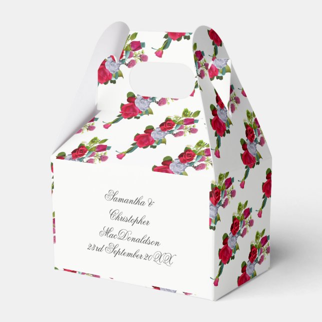 Ballotins Bouquet à fleurs roses rouge et blanc (Verso)