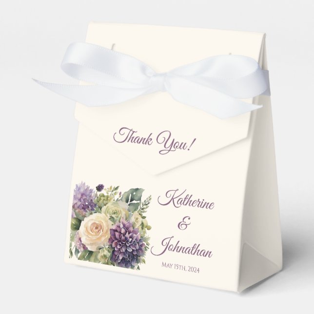 Ballotins Bouquet-Mariage de fleurs violettes d'aquarelle (Verso)