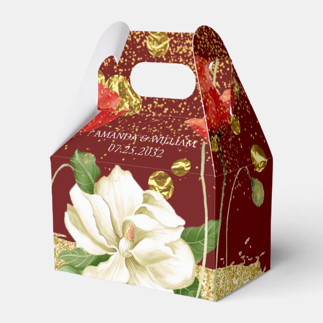 Ballotins Bourgogne Belle Rosy Gold Mariage Favor Box (Verso)