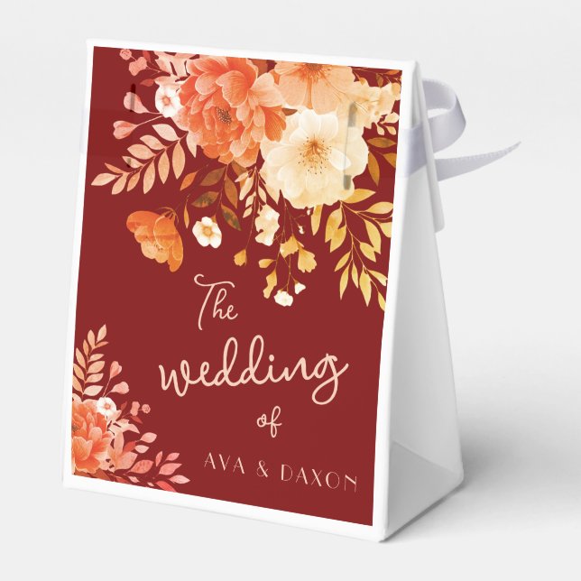 Ballotins Bourgogne Floral Mariage Favor Box (Arrière)