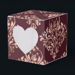 Ballotins Bourgogne - Marsala et Rose Gold Damask Mariage<br><div class="desc">Bourgogne vintage (marsala) et boîte de mariage en damas à motif or rose métallisé pour accompagner la collection ci-dessous.</div>