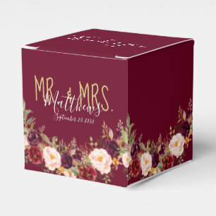 Ballotins Bourgogne Rouge Floral Mariage rustique