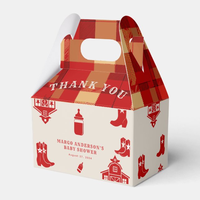 Ballotins Bouteilles & Boots Baby shower rouge rétro (Verso)