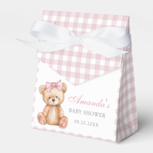 Ballotins Bow rose En vichy Teddy Bear Baby shower (Verso)