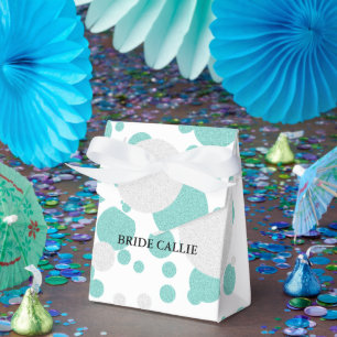 Ballotins BRIDE Turquoise Blue Shimmer Polka Dot Wedding Par