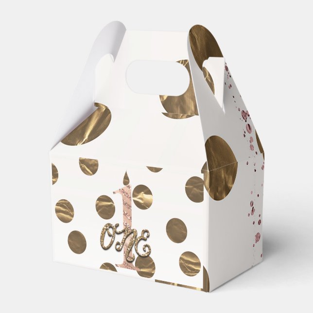 Ballotins Bronze Pois Rose Or ONE 1 1er anniversaire (Verso)