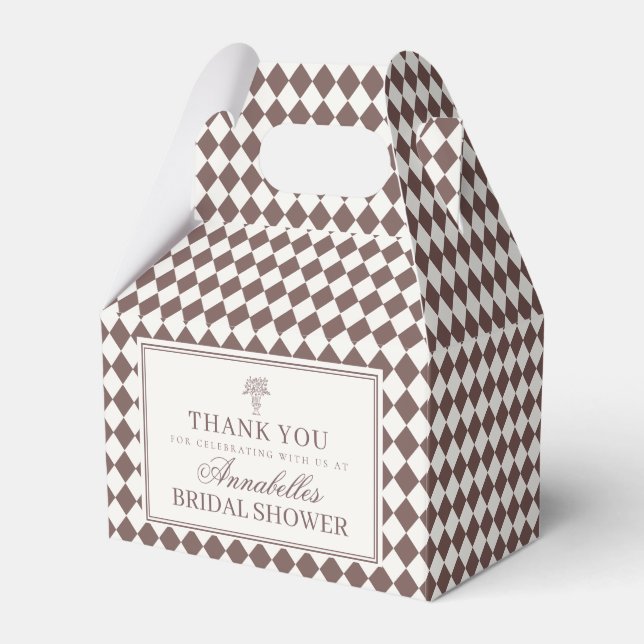 Ballotins Brown Harlequin Checkered Bridal Shower (Verso)