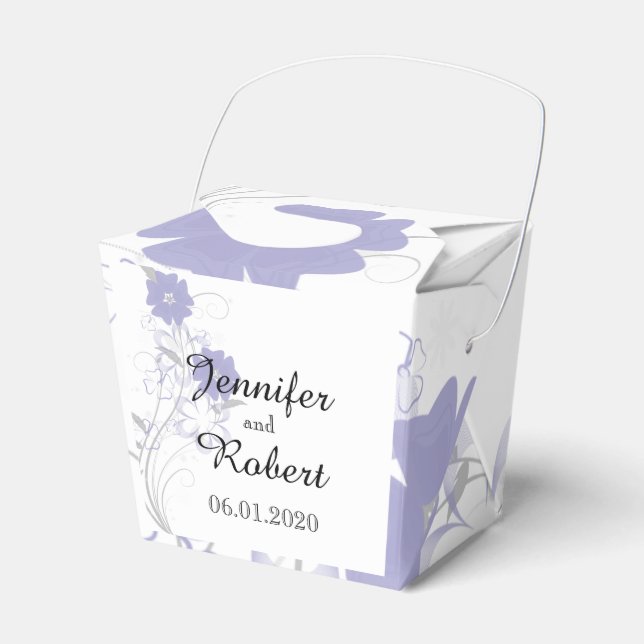 Ballotins Budding Romance en Lavender Wedding Favor Box (Verso)