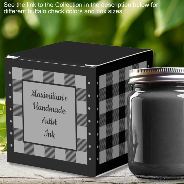 Ballotins Buffalo Check - gris et noir - classique (Buffalo Check - Gray and Black - Classic Favor Boxes by Leapfroglisics Shop)