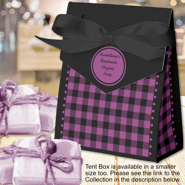 Ballotins Buffalo Check - Noir et Violet - Tente 4x2x5 (Buffalo Check - Black and Purple - 4x2x5 Tent Favor Boxes - by Leapfroglisics Shop)