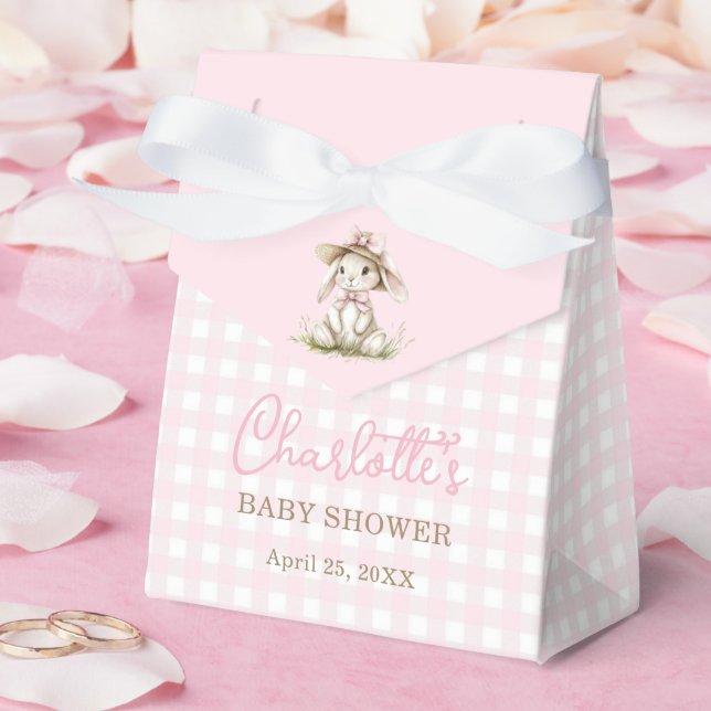 Ballotins Bunny Pink Bow Gingham Baby Shower (Mariage)