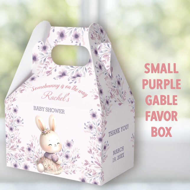 Ballotins Bunny Purple Floral Spring Baby shower fille Petit (Easter Bunny purple small Gable Favor Boxes - You can choose from 3 sizes of these gable favor boxes)