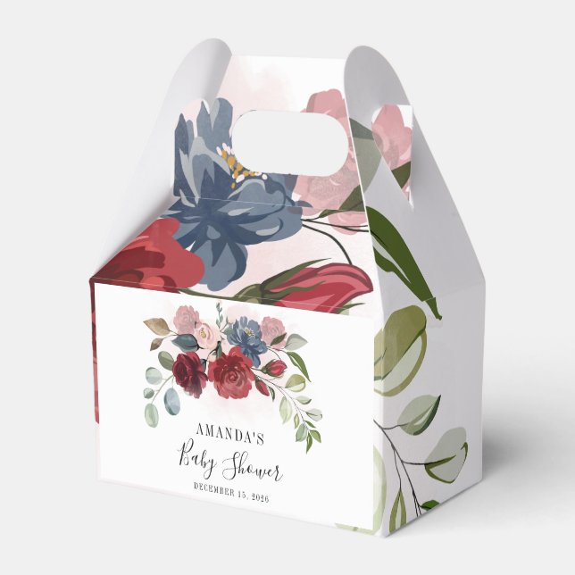 Ballotins Burgundy Floral Rustique Baby Shower Personnalisé (Verso)