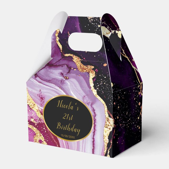 Ballotins Burgundy Red and Gold Marble Agate Birthday Party (Verso)