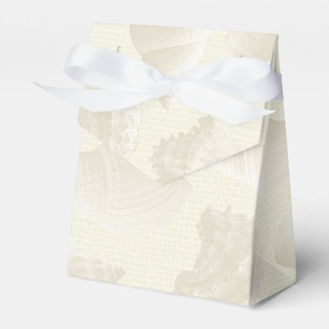 Ballotins Burlap et Sea Shell Beach Wedding Favor Tent Box (Verso)