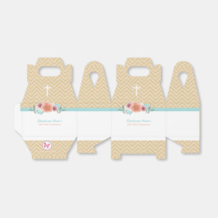 Ballotins Butin floral de communion en or et Aqua