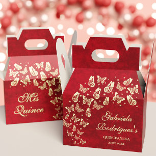 Ballotins Butterfly Gold Red Quinceañera 15ème anniversaire 