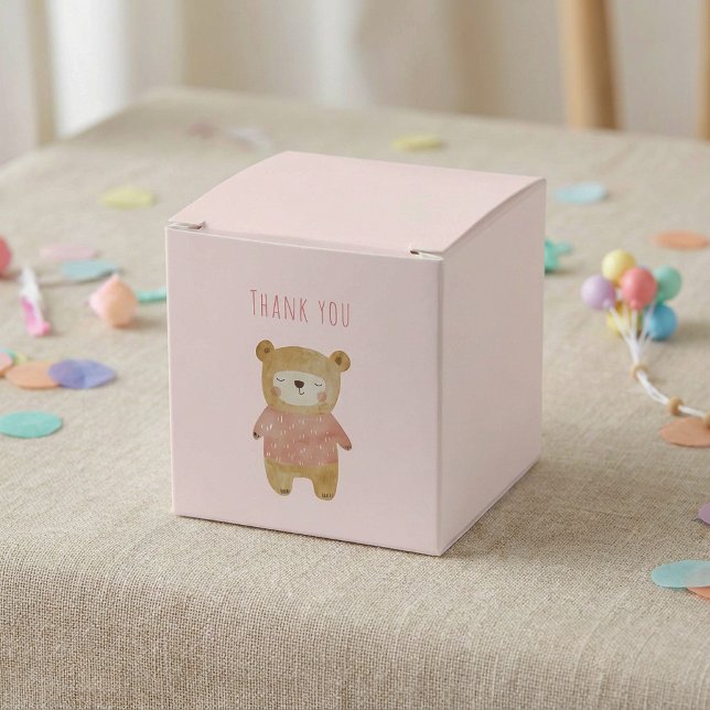Ballotins C’est une fille Aquarelle mignonne Baby shower ros (It’s a Girl Watercolor cute Bear Pink Baby Shower Favor Boxes.)