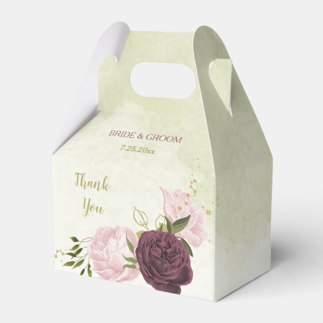 Ballotins cabernet rose fleuri mariage (Verso)