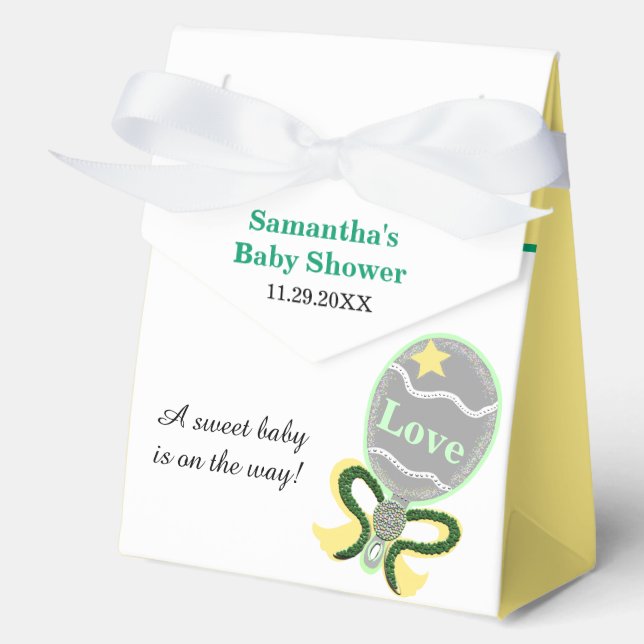Ballotins Cadeau de bébé jaune vert (Recto)
