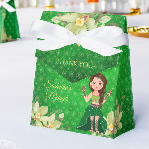 Ballotins Cadeau de dessin animé vert Mehndi de mariage indi