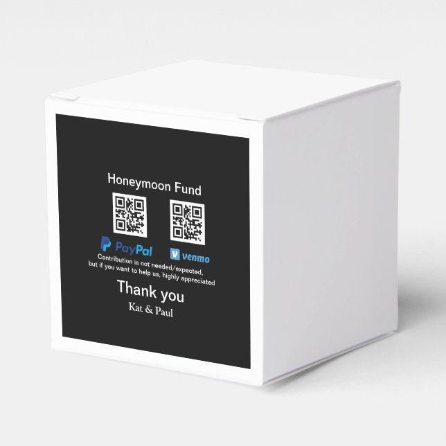 Ballotins Cadeau de lune de miel PayPal Venmo code QR merci (Verso)