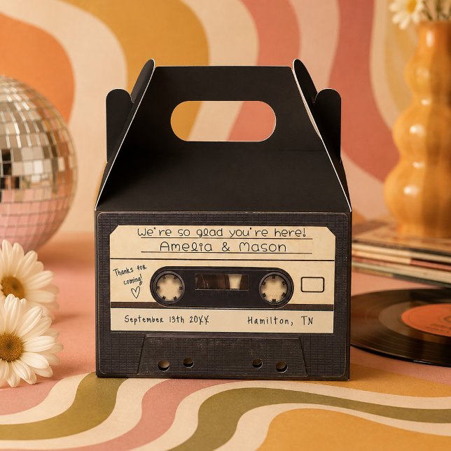Ballotins Cadeau de mariage cassette rétro (Retro Cassette Tape Wedding Favor Boxes)