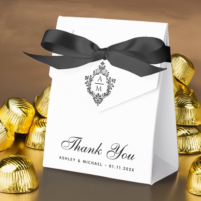 Ballotins Cadeau de mariage Crest Monogramme Noir et Blanc M (Créateur téléchargé)