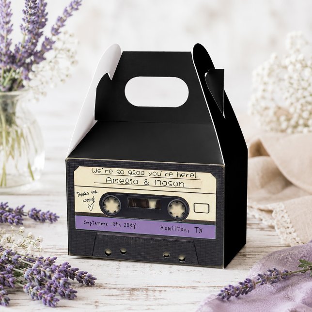 Ballotins Cadeau de mariage ruban cassette rétro violet (Purple Retro Cassette Tape Wedding Favor Boxes)