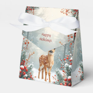 Ballotins Cadeau mignon faon dans une forêt enneigée