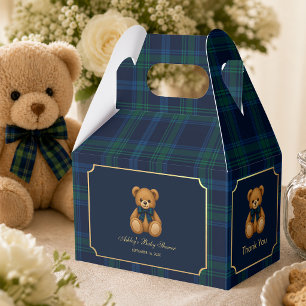 Ballotins Cadeau pour bébé Teddy Bear Bleu Vert Carreaux Rem