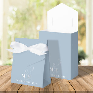Ballotins Cadeaux de mariage élégants Monogramme Bleu Poussi