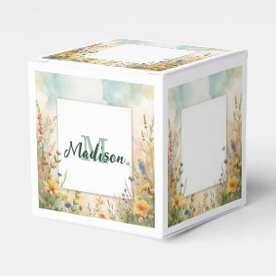Ballotins Cadre de monogramme de fleur sauvage de fleur de p