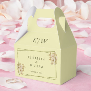 Ballotins Cadre rose - Mariage jaune céleste Monogramme