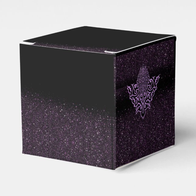 Ballotins Caja de regalo con decoración y purpurina morado (Verso)